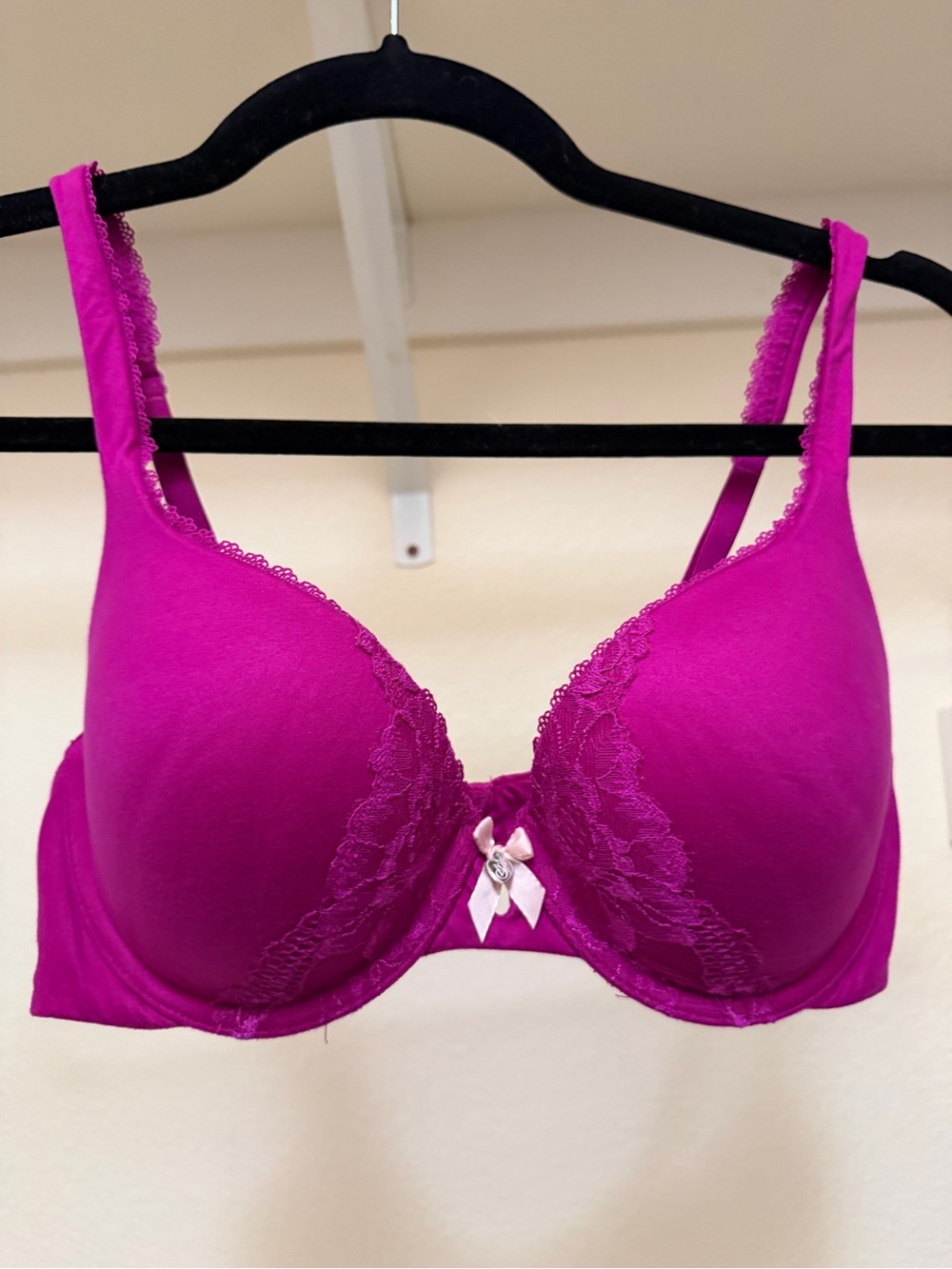 Victoria's Secret Fuchsia Lace-Trim Push-Up Bra